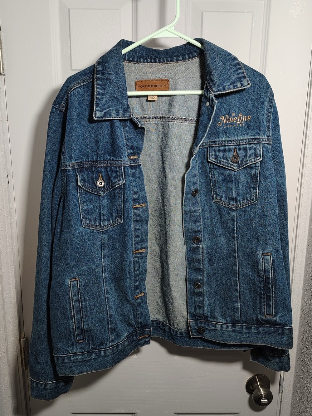 Port Authority Blue Denim Trucker Jacket with Chest Embroidery